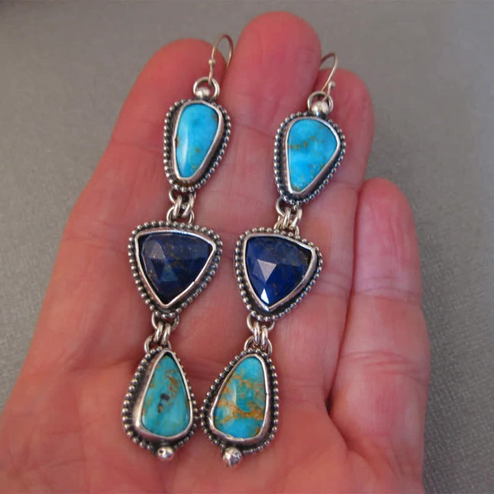 Buddha Stones Turquoise geometrische Boheemse beschermende Oorbellen - image 6