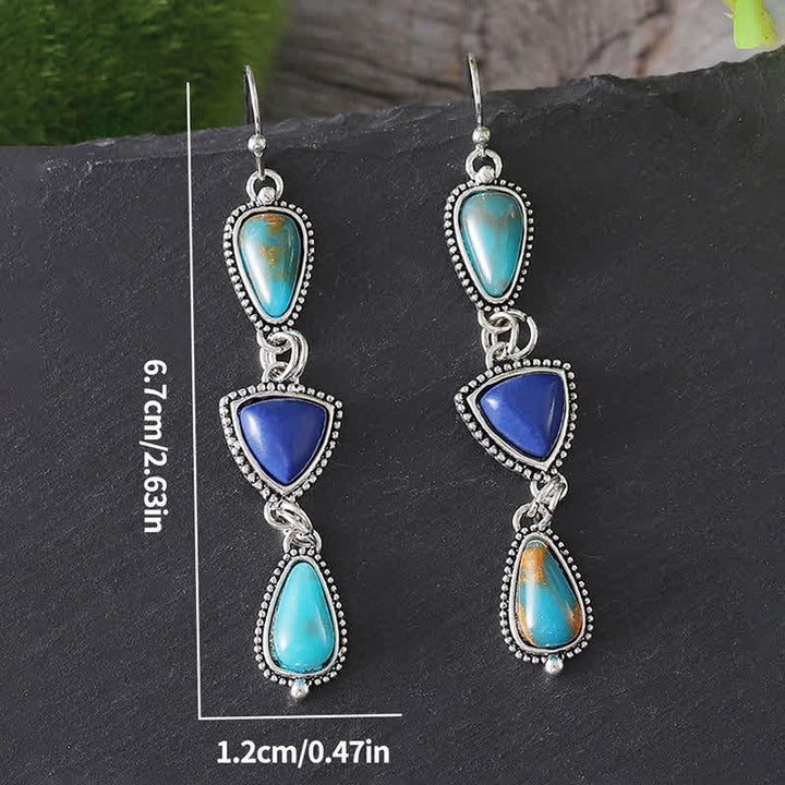 Buddha Stones Turquoise geometrische Boheemse beschermende Oorbellen - image 9