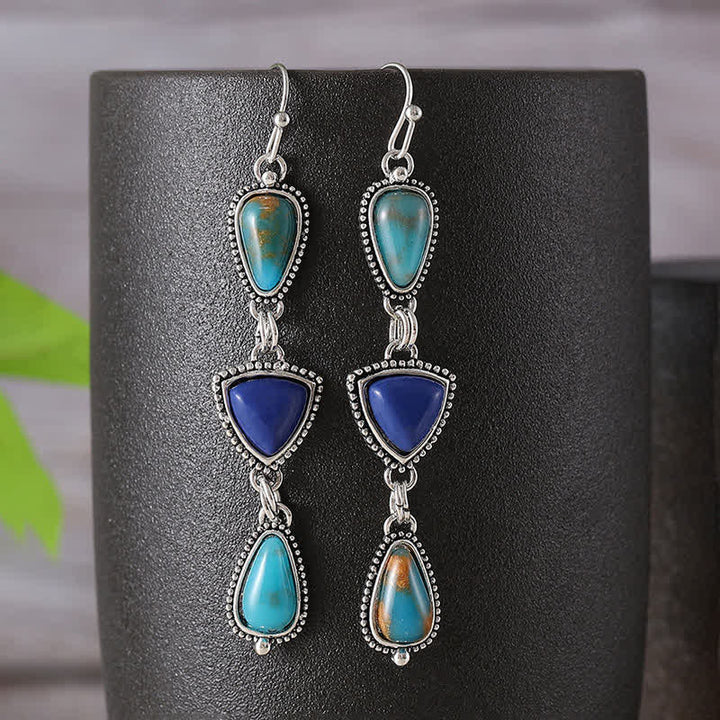 Buddha Stones Turquoise geometrische Boheemse beschermende Oorbellen - image 3