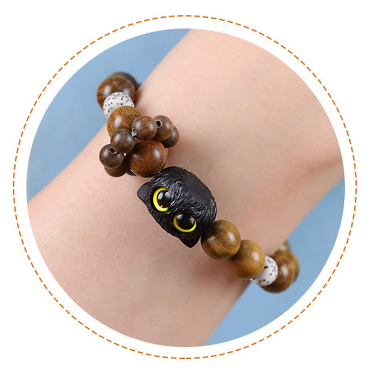 Buddha Stones Ebbenhouten gelukskat Armband met kralen - image 4