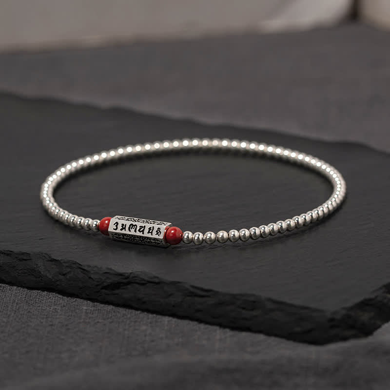 Buddha Stones Cinnaber Om Mani Padme Hum wijsheid Enkelband Armband - 7,1–7,5 inch (18–19 cm) - image 0