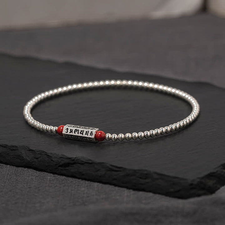 Buddha Stones Cinnaber Om Mani Padme Hum wijsheid Enkelband Armband - 7,1–7,5 inch (18–19 cm) - image 0