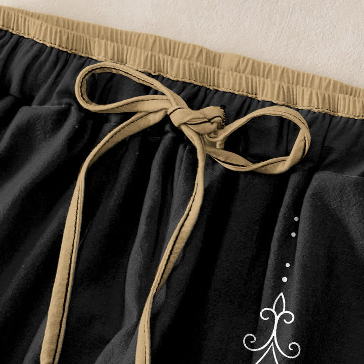 Buddha Stones Damesbroek van 100% Cotton met Zen Lotus Om-patroon, elastische Taille en Zakken. - image 1