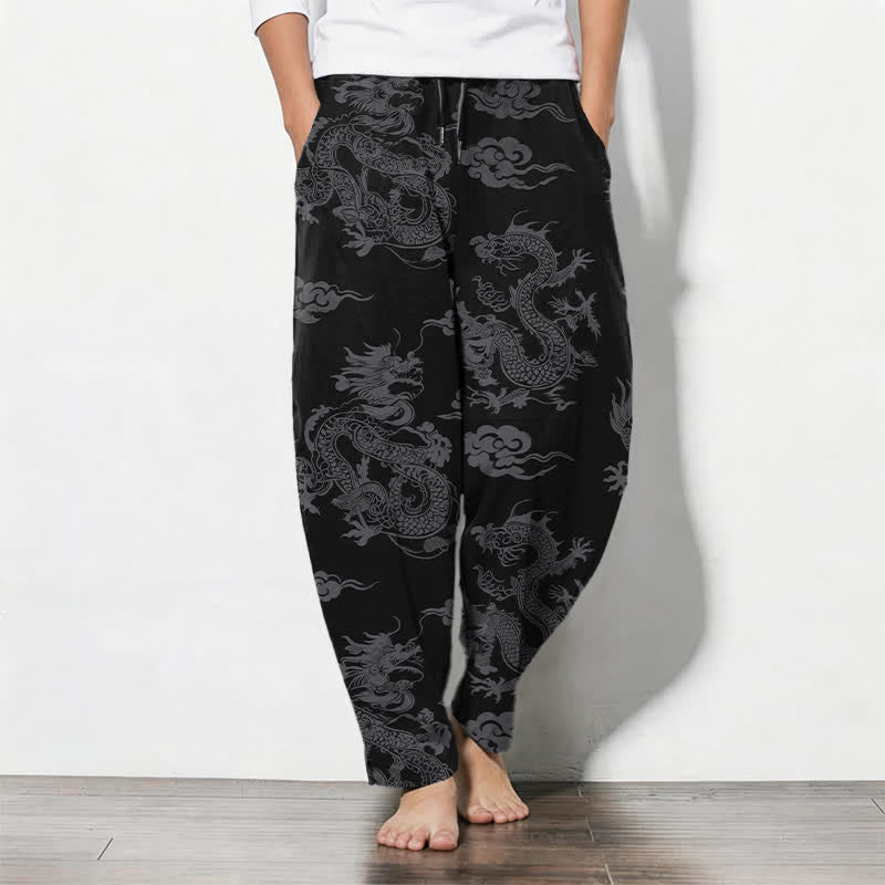 Buddha Stones 100% Cotton herenbroek met trekkoord en zakken, met trekkoord en Zakken. - Zwart - US/UK/AU50, EU60 (5XL) - image 0
