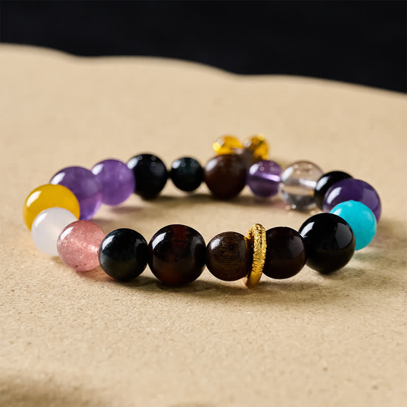 Buddha Stones Tibetaanse Armband met 18 kralen, amethist en tijgeroog. - image 1