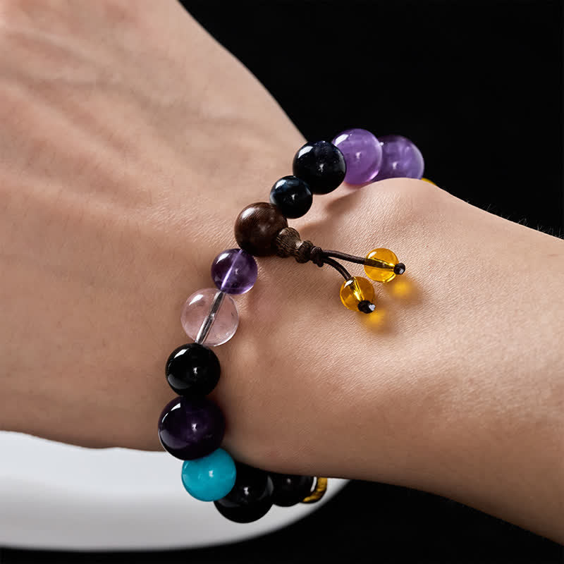 Buddha Stones Tibetaanse Armband met 18 kralen, amethist en tijgeroog. - image 5