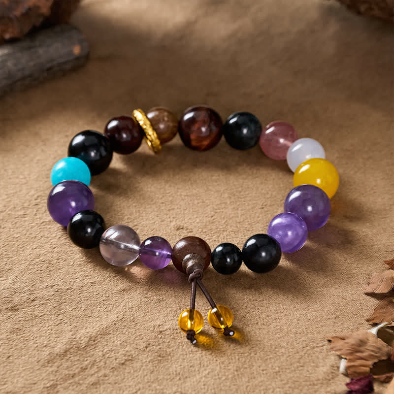 Buddha Stones Tibetaanse Armband met 18 kralen, amethist en tijgeroog. - image 4