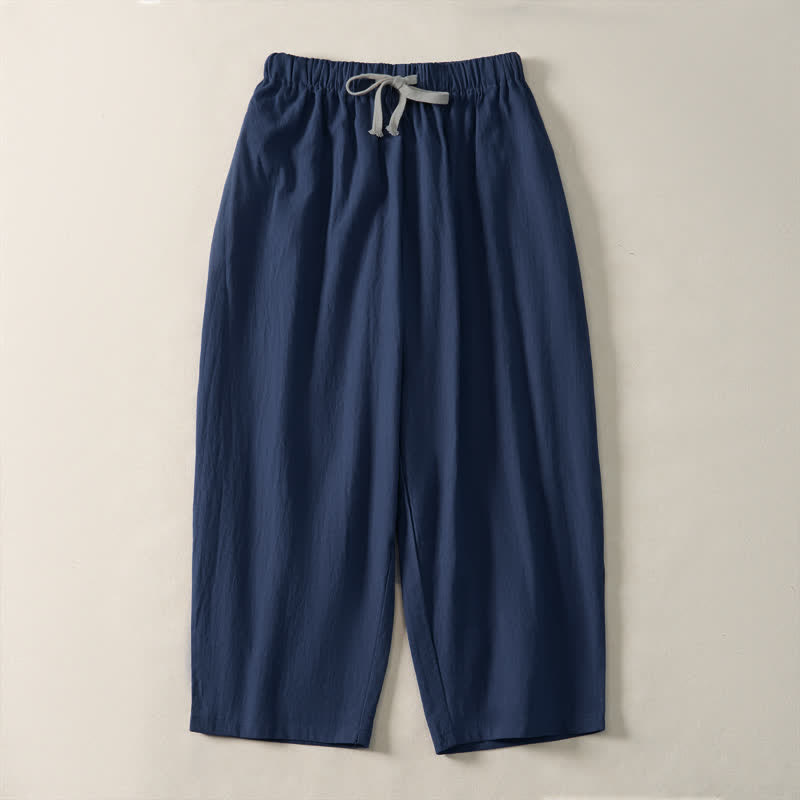 Buddha Stones Zomerse casual korte broek met trekkoord, Cropped model, harembroek voor heren met Zakken - Middernachtblauw - US/UK/AU54, EU64 (9XL) - image 0