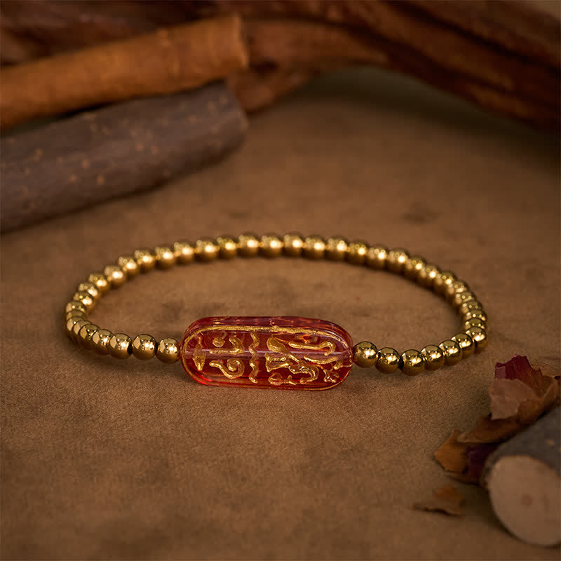 Buddha Stones Titanium stalen Liuli Om Mani Padme Hum Armband - Rood - image 8