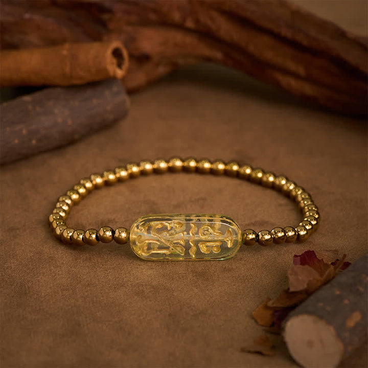 Buddha Stones Titanium stalen Liuli Om Mani Padme Hum Armband - Groente - image 13