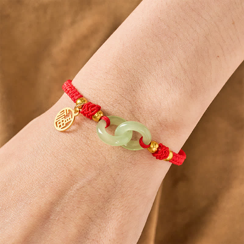 Buddha Stones Koperen Liuli Fu geluksarmband met rood Armband - image 4