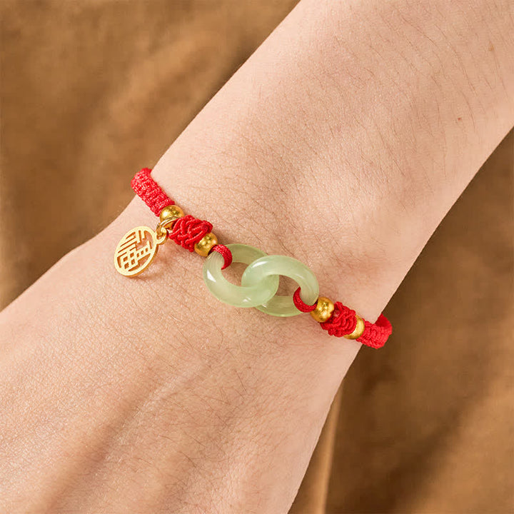 Buddha Stones Koperen Liuli Fu geluksarmband met rood Armband - image 4