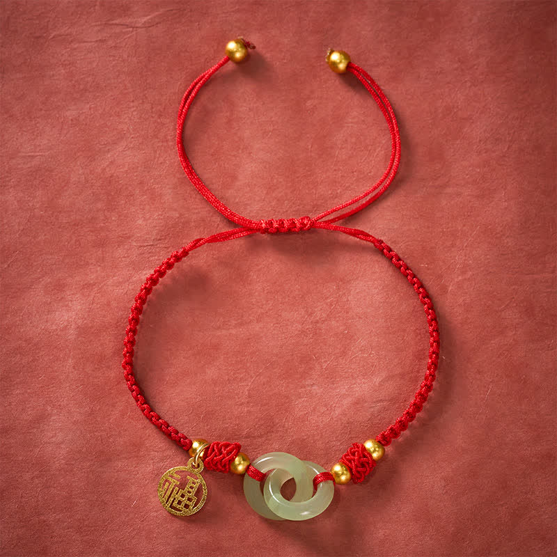 Buddha Stones Koperen Liuli Fu geluksarmband met rood Armband - image 2