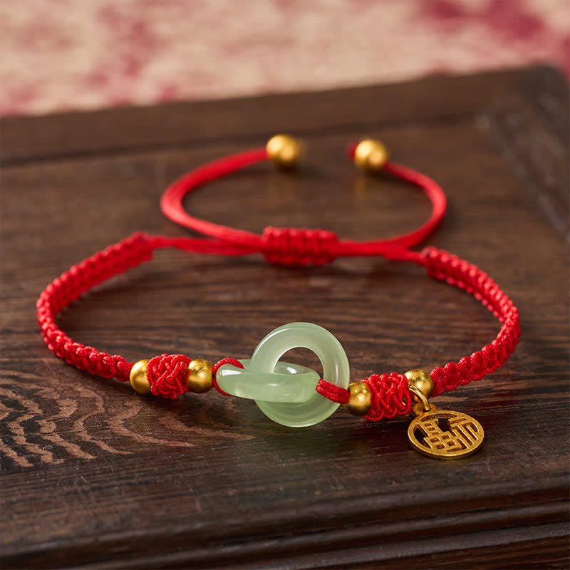Buddha Stones Koperen Liuli Fu geluksarmband met rood Armband - image 3