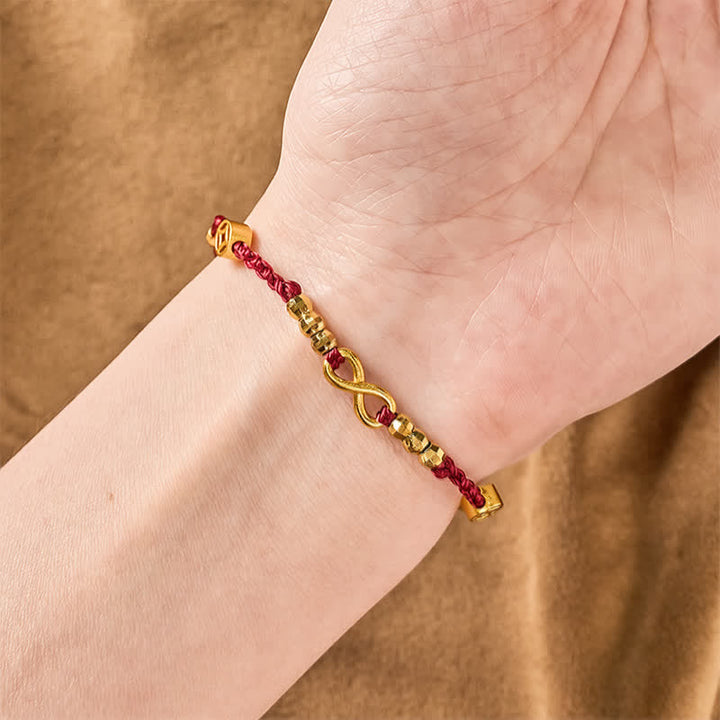 Buddha Stones Gevlochten rood koord armband met Chinees munt-oneindigheidssymbool en Armband - image 4