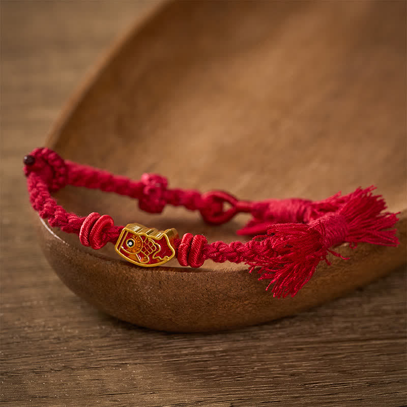 Buddha Stones Gelukbrengende rode Armband met koi-vis - image 3