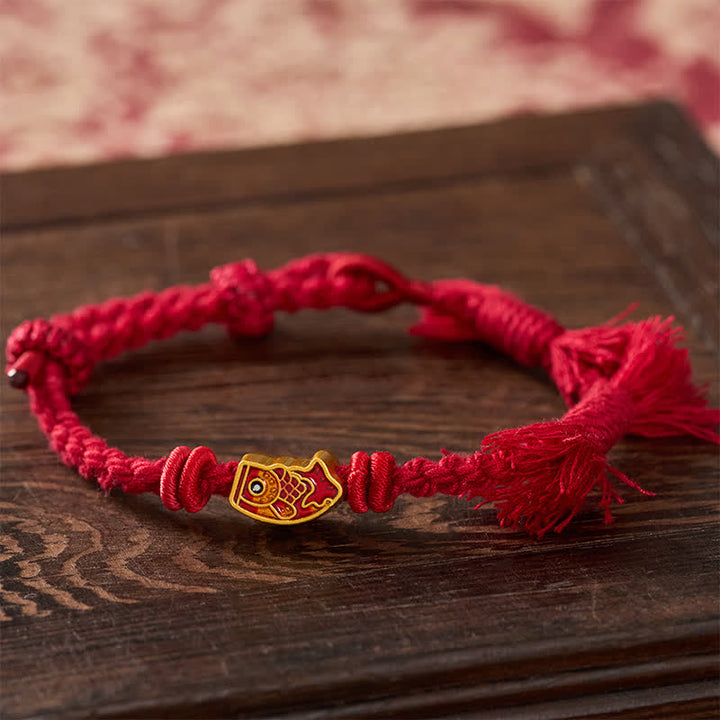 Buddha Stones Gelukbrengende rode Armband met koi-vis - image 1