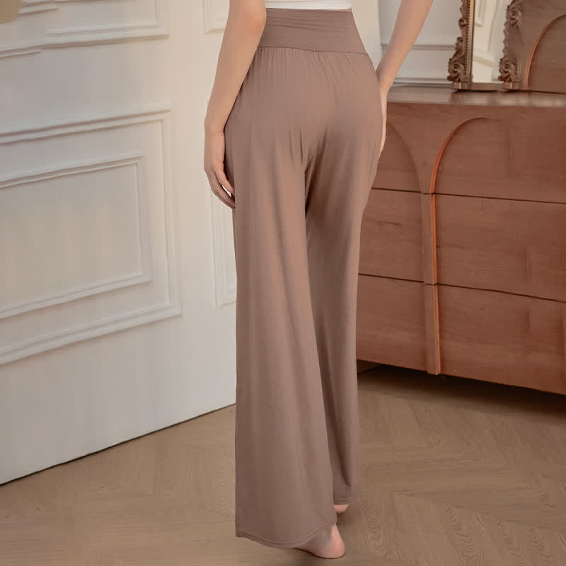 Buddha Stones Casual effen damesbroek met hoge Taille en elastische wijde pijpen - image 2