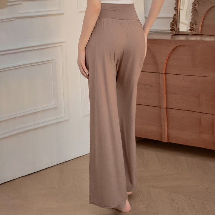 Buddha Stones Casual effen damesbroek met hoge Taille en elastische wijde pijpen - image 2