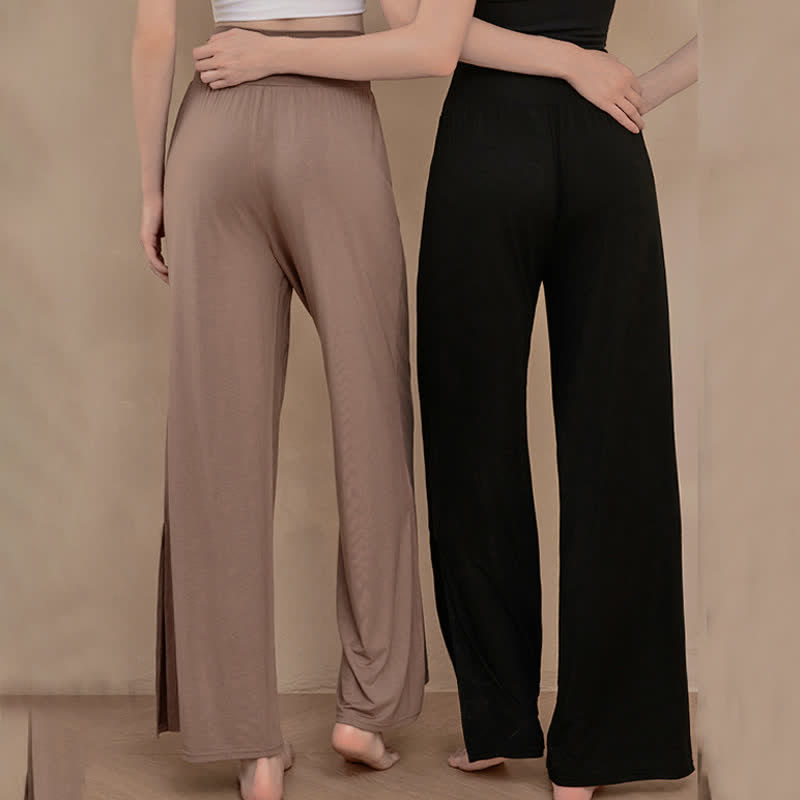 Buddha Stones Casual effen damesbroek met hoge Taille en elastische wijde pijpen - image 15