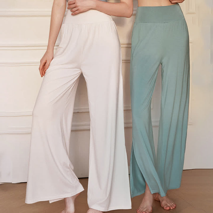 Buddha Stones Casual effen damesbroek met hoge Taille en elastische wijde pijpen - image 11