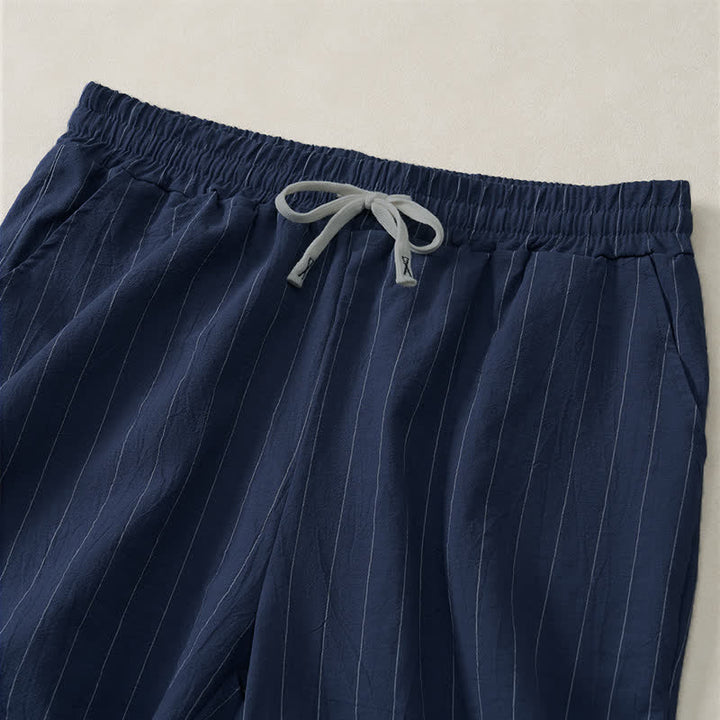 Buddha Stones Zomerse casual gestreepte herenshorts met Zakken - image 2