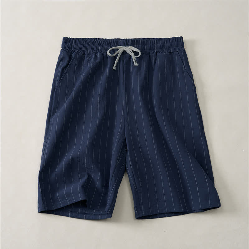 Buddha Stones Zomerse casual gestreepte herenshorts met Zakken - Middernachtblauw - US/UK/AU44, EU54 (3XL) - image 0