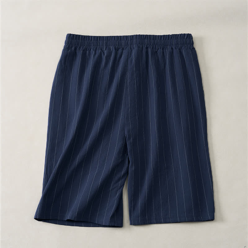Buddha Stones Zomerse casual gestreepte herenshorts met Zakken - image 1