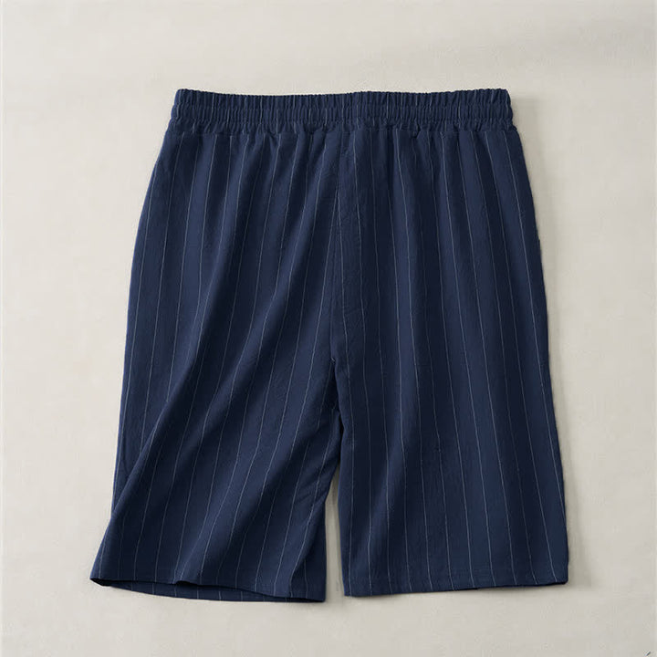 Buddha Stones Zomerse casual gestreepte herenshorts met Zakken - image 1