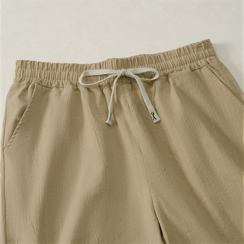 Buddha Stones Zomerse casual gestreepte herenshorts met Zakken - image 9