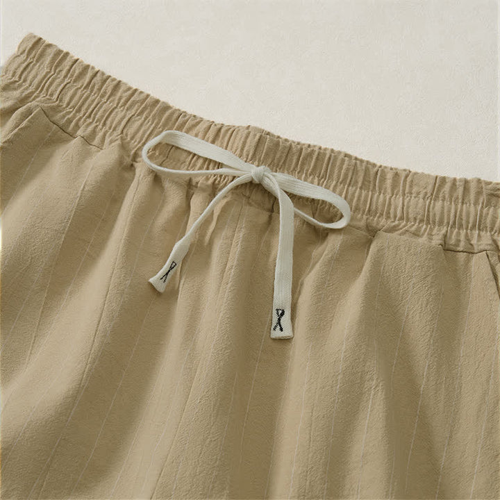Buddha Stones Zomerse casual gestreepte herenshorts met Zakken - image 11