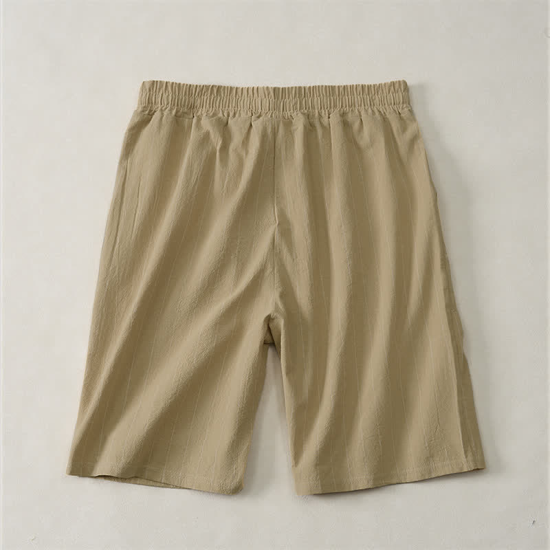 Buddha Stones Zomerse casual gestreepte herenshorts met Zakken - image 8