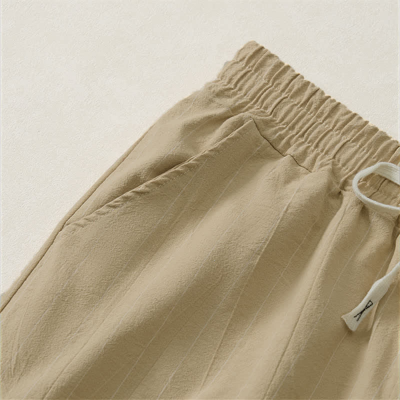 Buddha Stones Zomerse casual gestreepte herenshorts met Zakken - image 10
