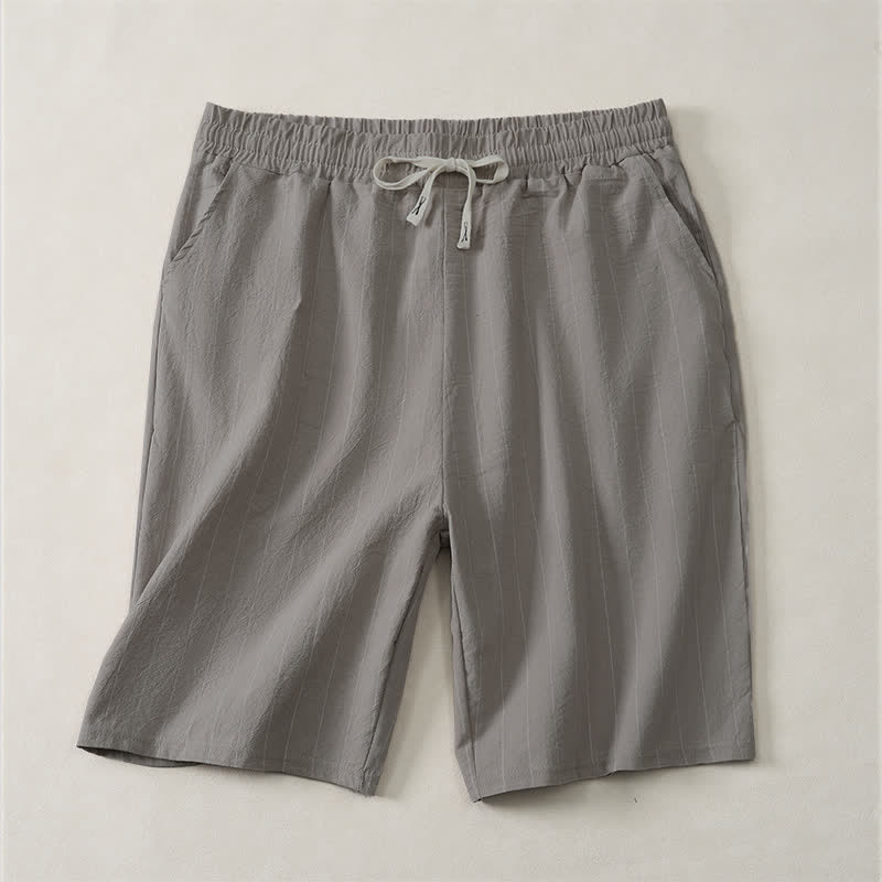 Buddha Stones Zomerse casual gestreepte herenshorts met Zakken - Donkergrijs - US/UK/AU44, EU54 (3XL) - image 14
