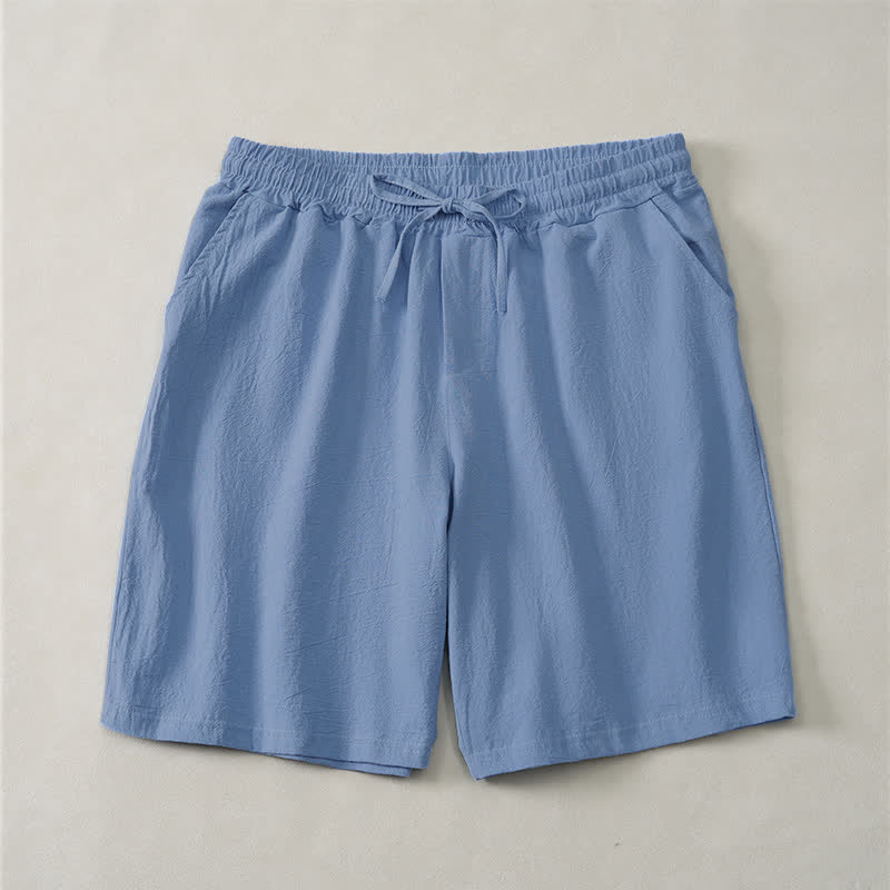 Buddha Stones Zomerse casual herenshorts met trekkoord, effen katoen en Zakken - Korenbloemblauw - US/UK/AU44, EU54 (3XL) - image 0