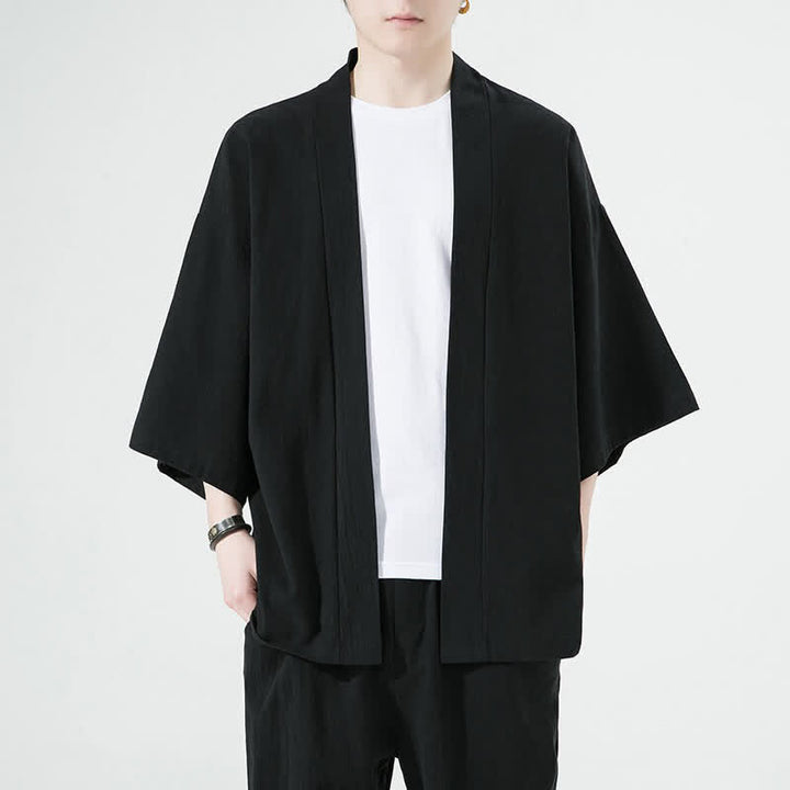 Buddha Stones Zomerse, casual, minimalistische, effen herenkimono&