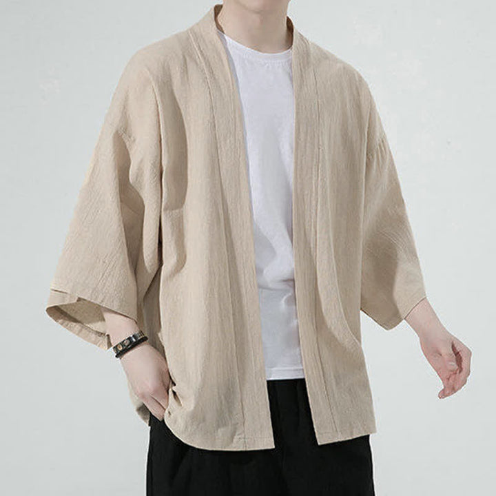 Buddha Stones Zomerse, casual, minimalistische, effen herenkimono&