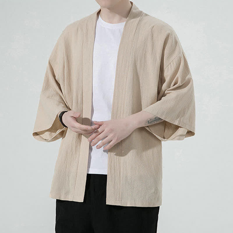 Buddha Stones Zomerse, casual, minimalistische, effen herenkimono&