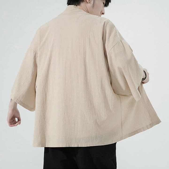 Buddha Stones Zomerse, casual, minimalistische, effen herenkimono&