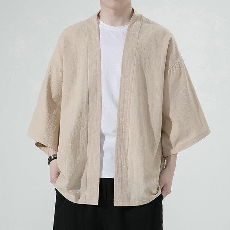 Buddha Stones Zomerse, casual, minimalistische, effen herenkimono&