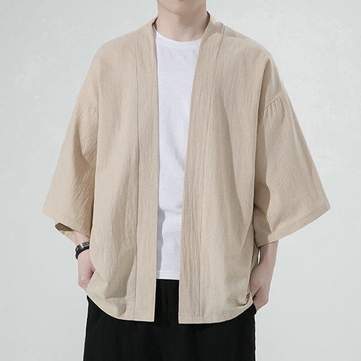 Buddha Stones Zomerse, casual, minimalistische, effen herenkimono&