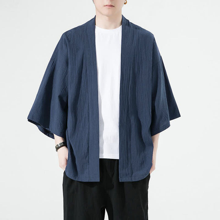 Buddha Stones Zomerse, casual, minimalistische, effen herenkimono&