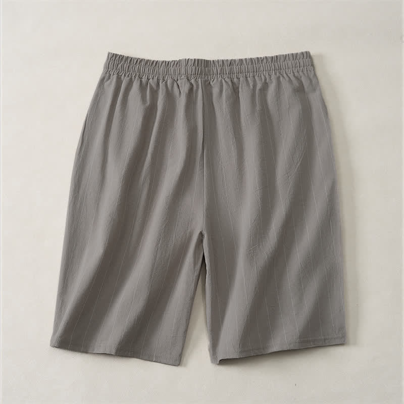 Buddha Stones Zomerse casual gestreepte herenshorts met Zakken - image 15