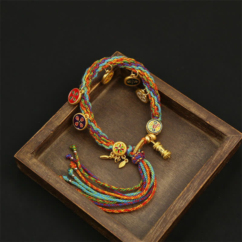 Buddha Stones Armband gevlochten armband met Om Mani Padme Hum wijsheidskwastje - image 1
