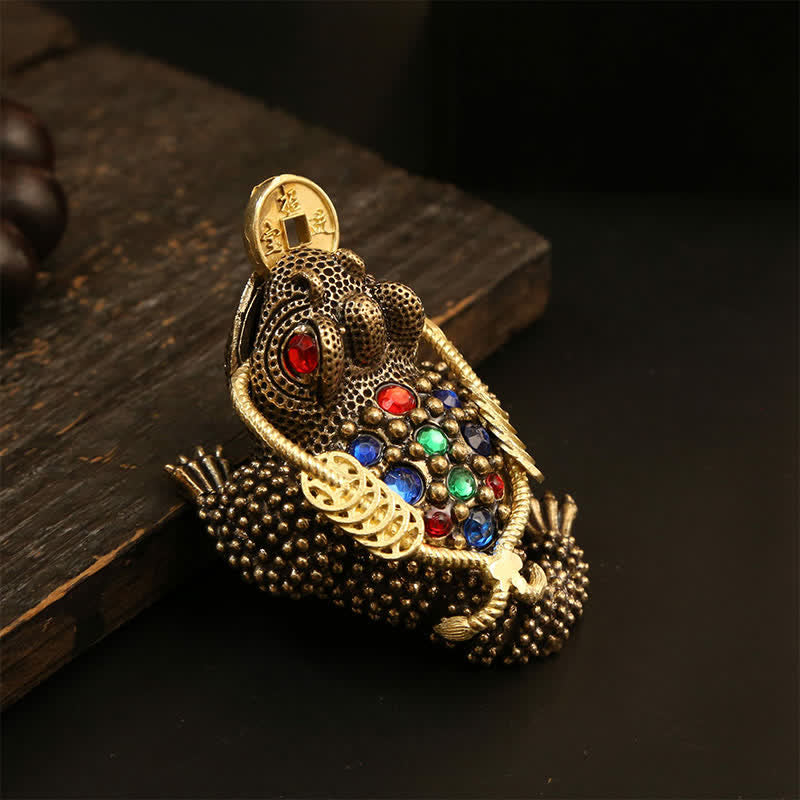Buddha Stones Messing driepotige geldkikker, symbool voor rijkdom en voorspoed - Grote geldkikker 8,6 cm × 4,6 cm × 5,3 cm - image 3