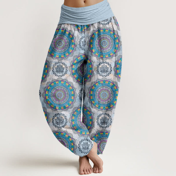 Buddha Stones Dames harembroek met elastische Taille en boho mandala-patroon. - Licht Hemelsblauw - US16, UK/AU20, EU48 (3XL) - image 5
