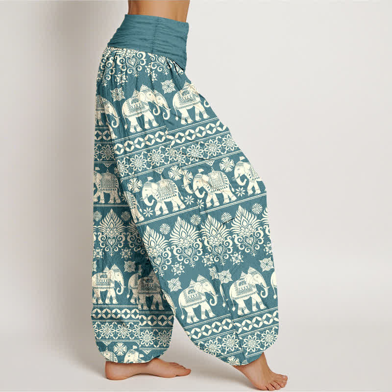 Buddha Stones Dames harembroek met elastische Taille en olifantenprint in tribale strepen - image 9
