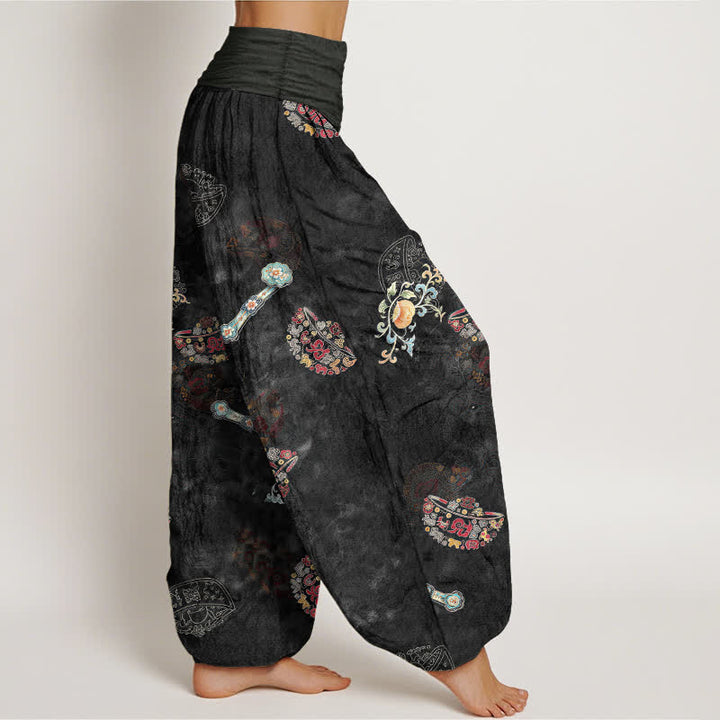 Buddha Stones Dames Waaier met elastische Taille en Boheemse bloemenprint van katoen en bohemian design - image 1