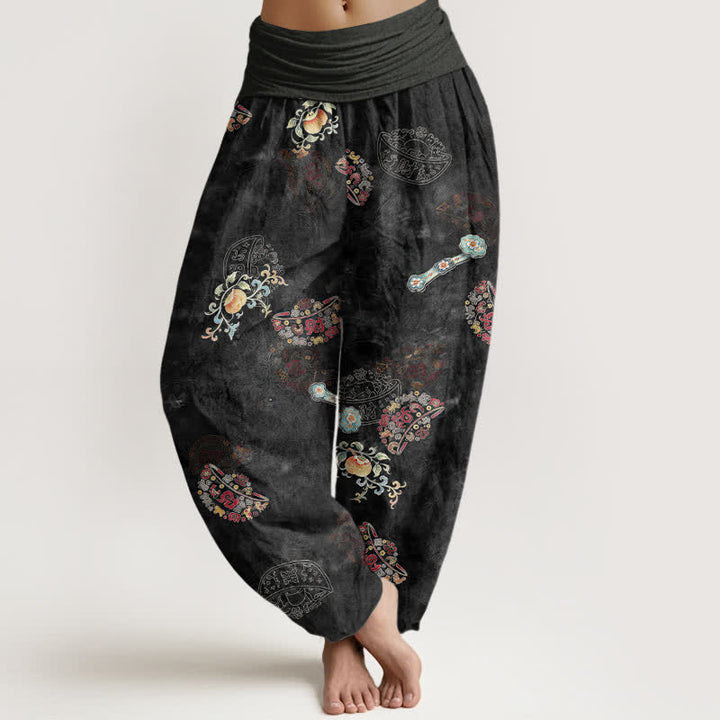Buddha Stones Dames Waaier met elastische Taille en Boheemse bloemenprint van katoen en bohemian design - Zwart - US16, UK/AU20, EU48 (3XL) - image 0