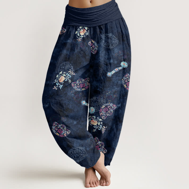 Buddha Stones Dames Waaier met elastische Taille en Boheemse bloemenprint van katoen en bohemian design - Marine - US16, UK/AU20, EU48 (3XL) - image 8